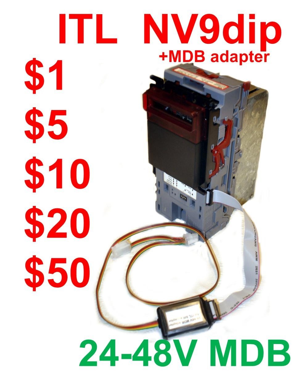 ITL NV9 24V MDB Vending Machine USD Dollar $1 - $50 Bill Acceptor Note Validato