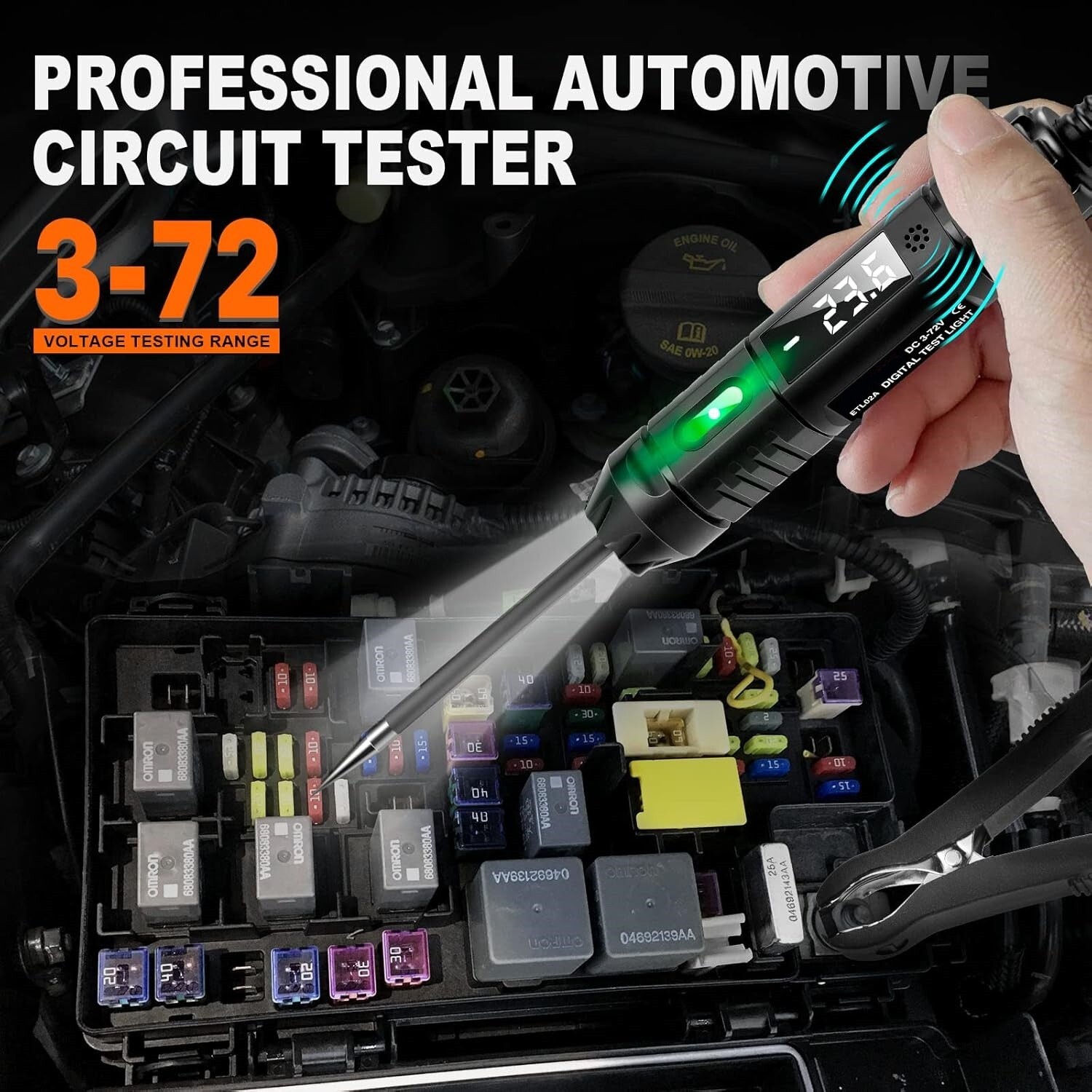 Probador De Circuito Led Automotriz Digital Actualizado De 3-72 V Luz De Prueba