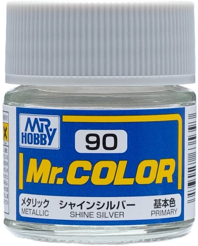Mr. Hobby C90 Mr. Color Metallic Shine Silver Lacquer Paint 10ml - US Fast Ship