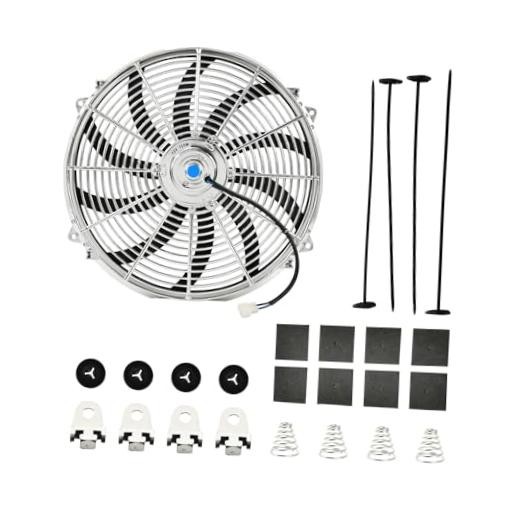 16 Inch Chrome Slim Fan Push Pull Electric Radiator Cooling Fan Universal 16"