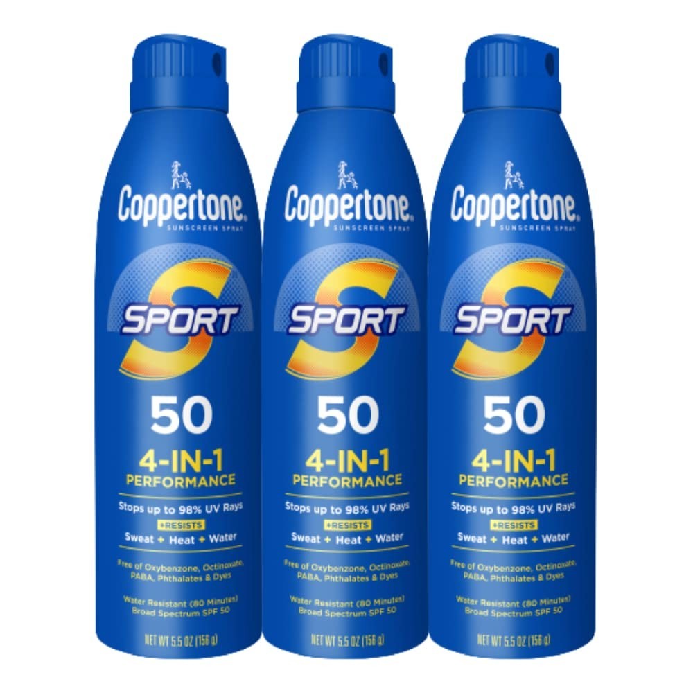 Coppertone SPORT Spray SPF 50 Water Resistant Broad Spectrum 5.5oz (Pack Of 3)