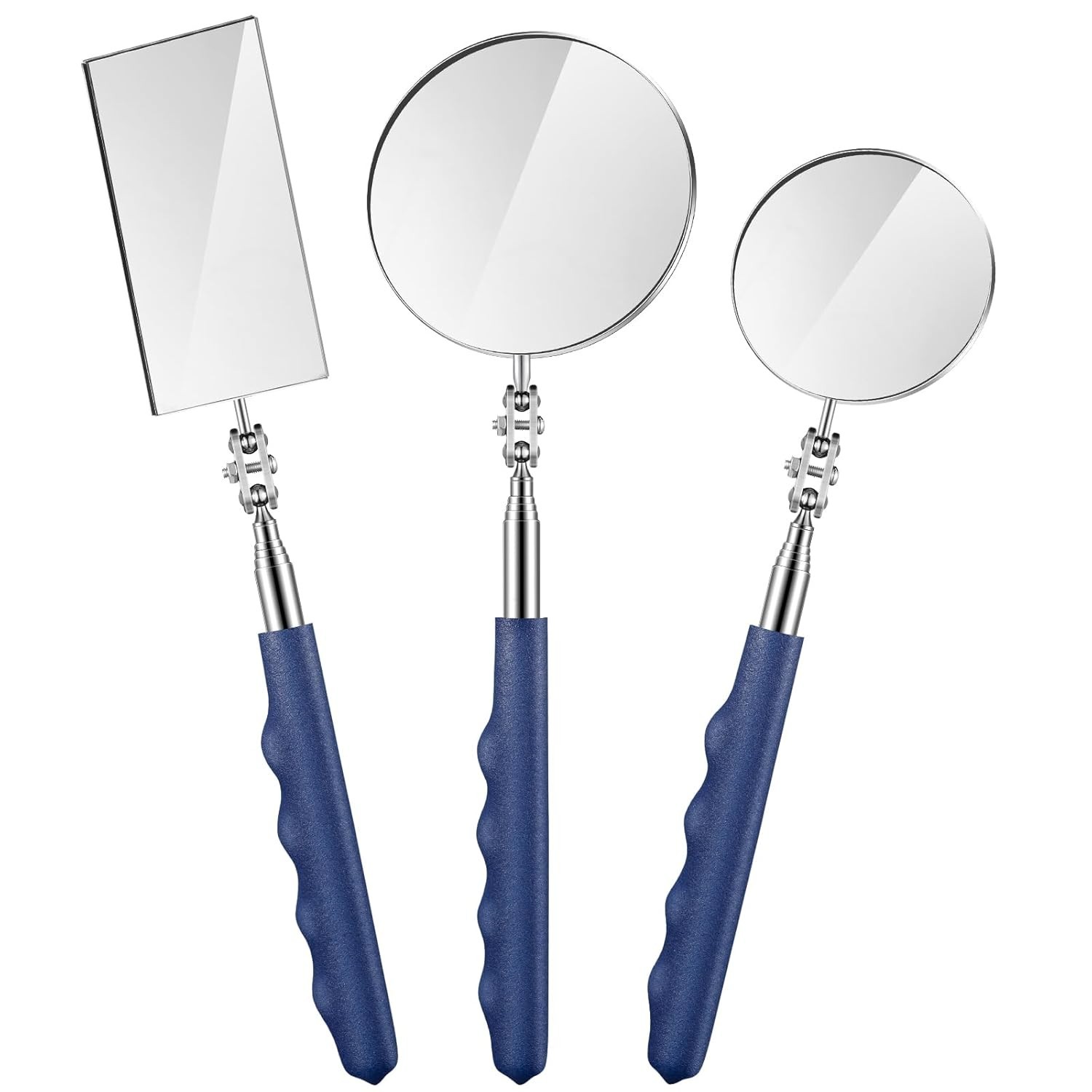 3 Pieces Telescoping Inspection Mirror Stainless Steel Extendable Mechanic Mirro