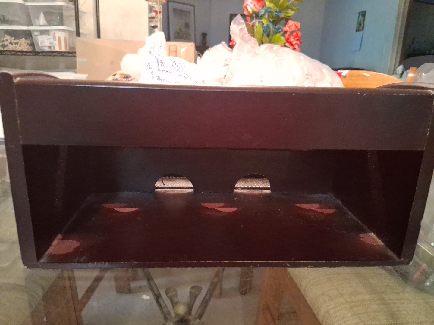 Counter organizer Mahogany, Leather with 3 Dividers
