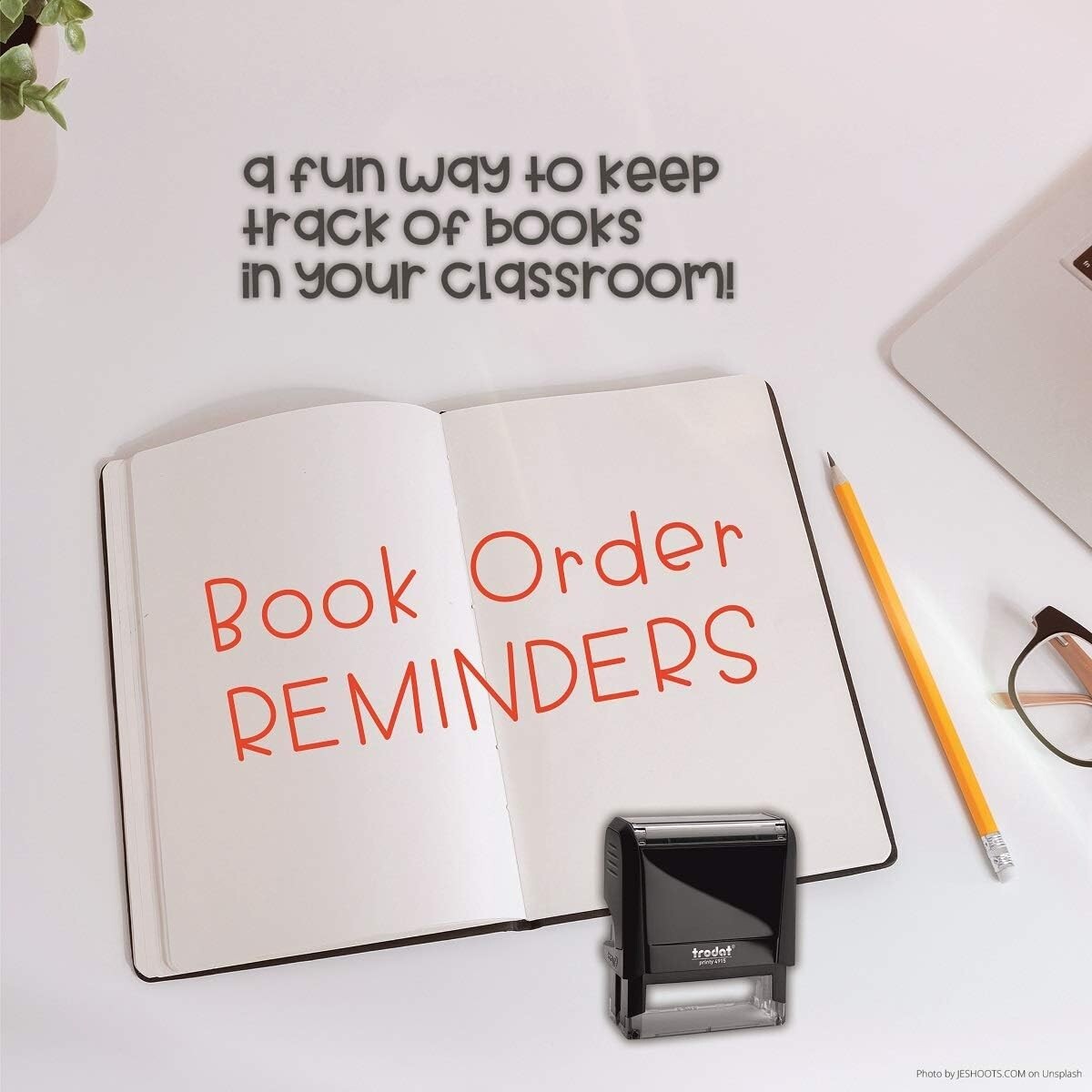Book Orders Reminders Teacher Stamp, Teachers Stamp, Marking Stamp -PURPLE