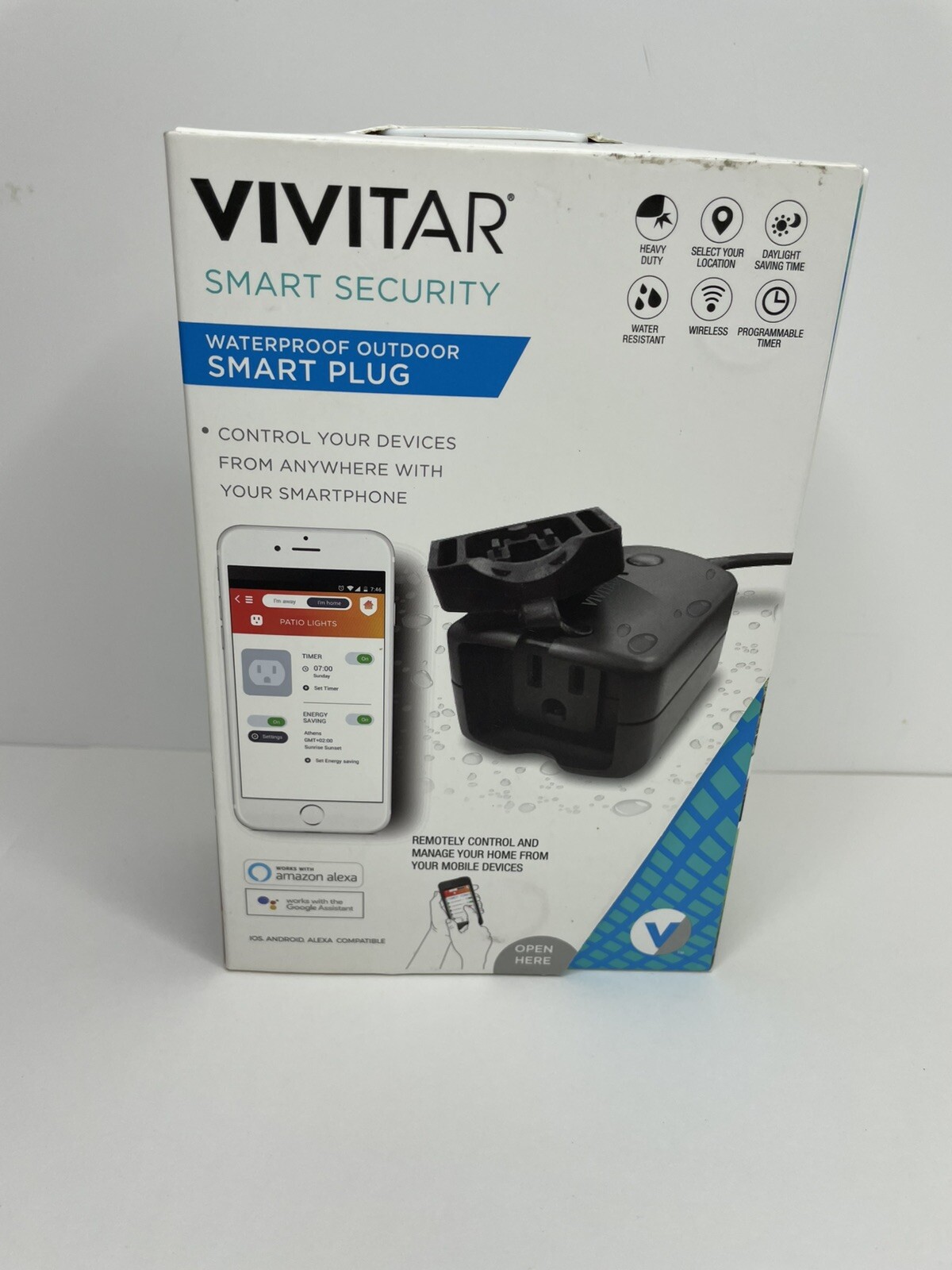 Vivitar Outdoor Waterproof Smart Plug WiFi Outlet Works With Alexa, Google Home