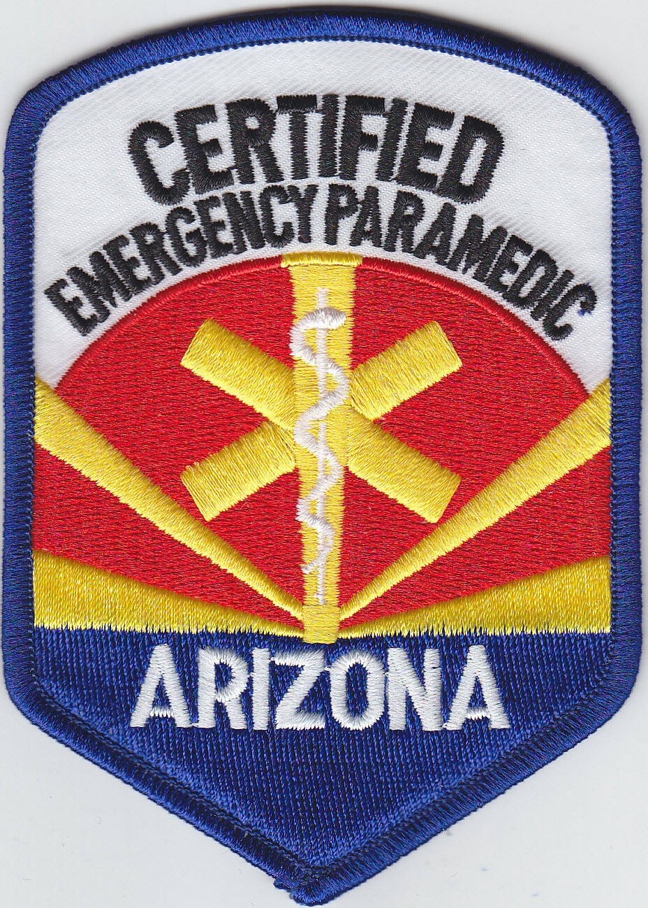 Arizona CERTIFIED EMERGENCY PARAMEDIC shoulder patch AZ