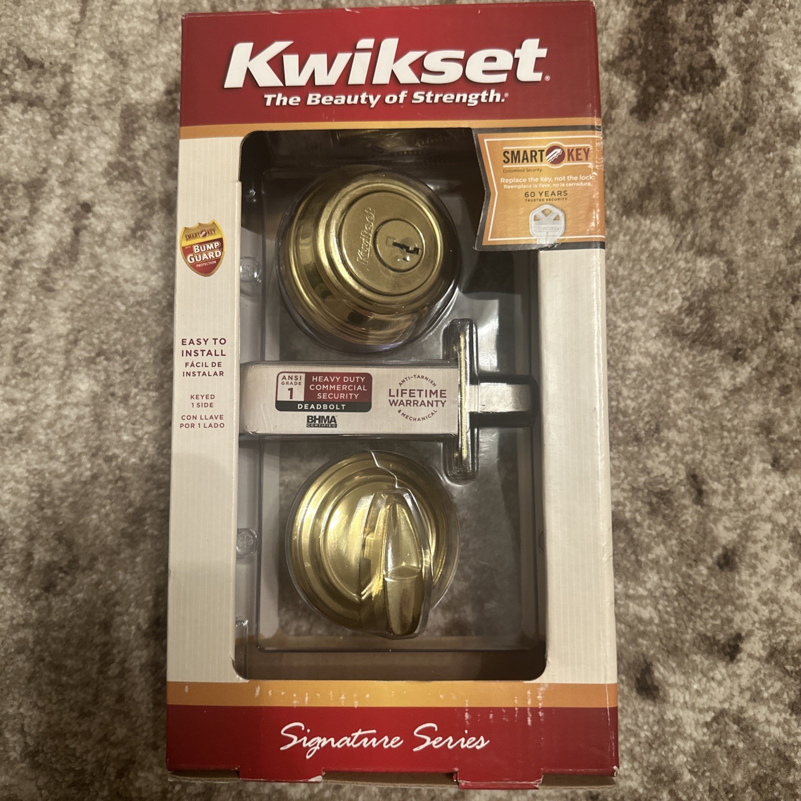 Kwikset Signature Series Polished Brass Entry Door Lockset w/ Keyed Deadbolt
