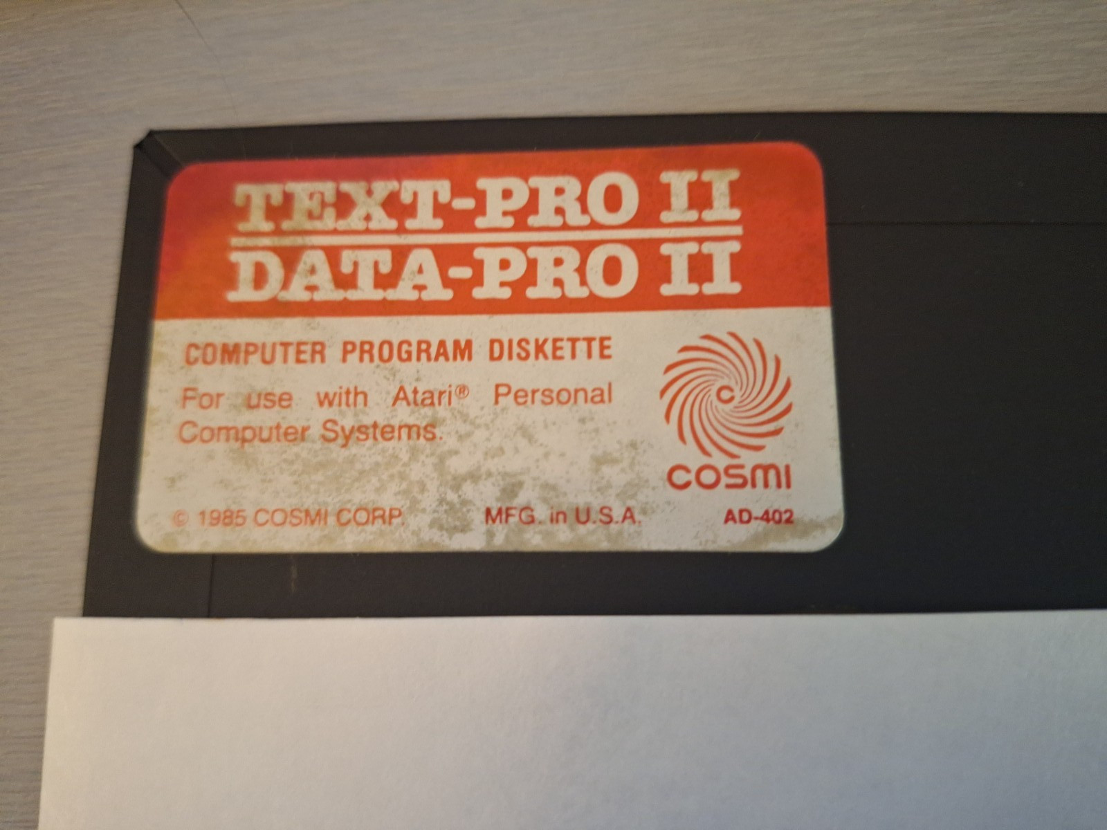 Text-Pro II / Data-Pro II for Atari Computers, vintage 1985, 5-1/4 floppy, COSMI