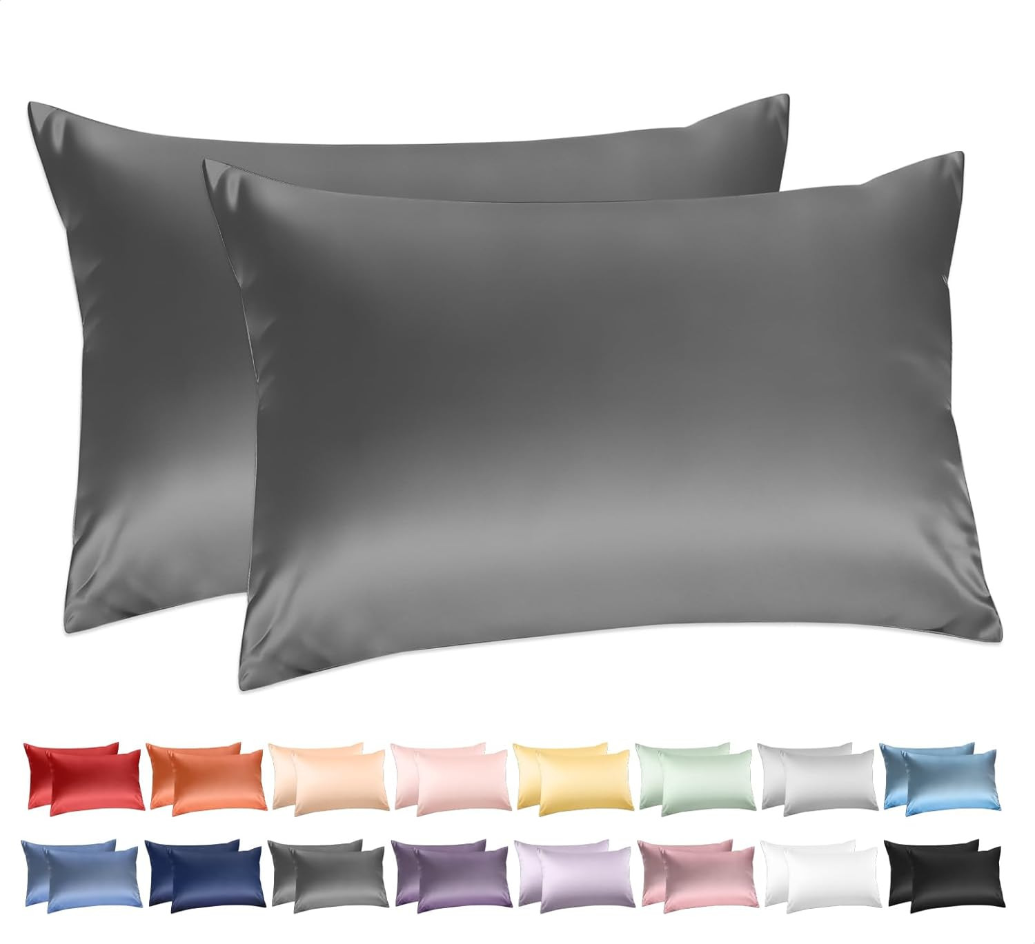 Standard Pillow Cases Set of 2, 100% Cotton Standard Size Pillowcases Sateen Wea