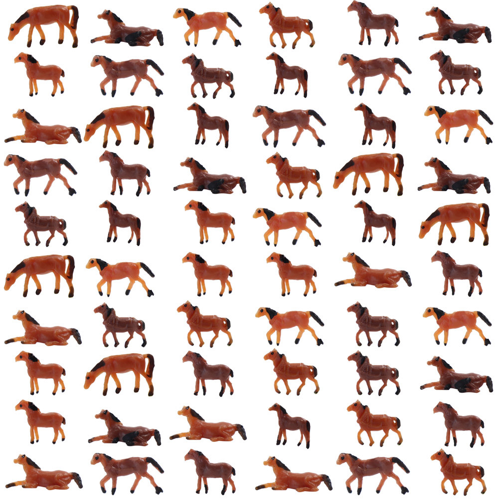 AN15002 60pcs N Scale 1:160 Well Painted Farm Animals Model Horses