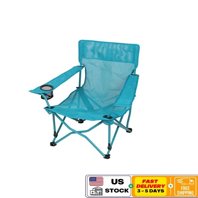 Compact Folding Beach Chair W/ Dura-Mesh Fabric & Built-in Cupholder Adults New