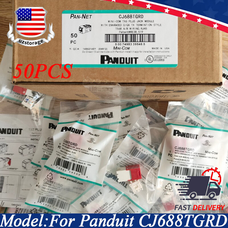 Brand New Panduit Category Cat 6 Jacks RJ45 CJ688TGRD BOX OF 50 Color RED Cat6