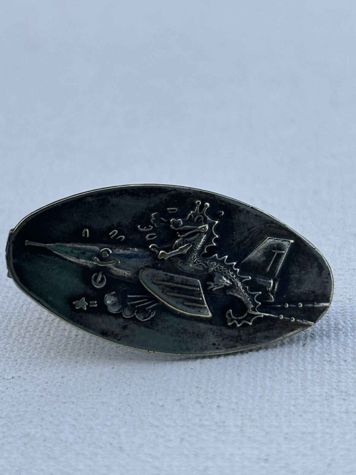 Grand Order Of Tape Dragons Silver Plate? Tie Clip Vintage Estate Find Vietnam