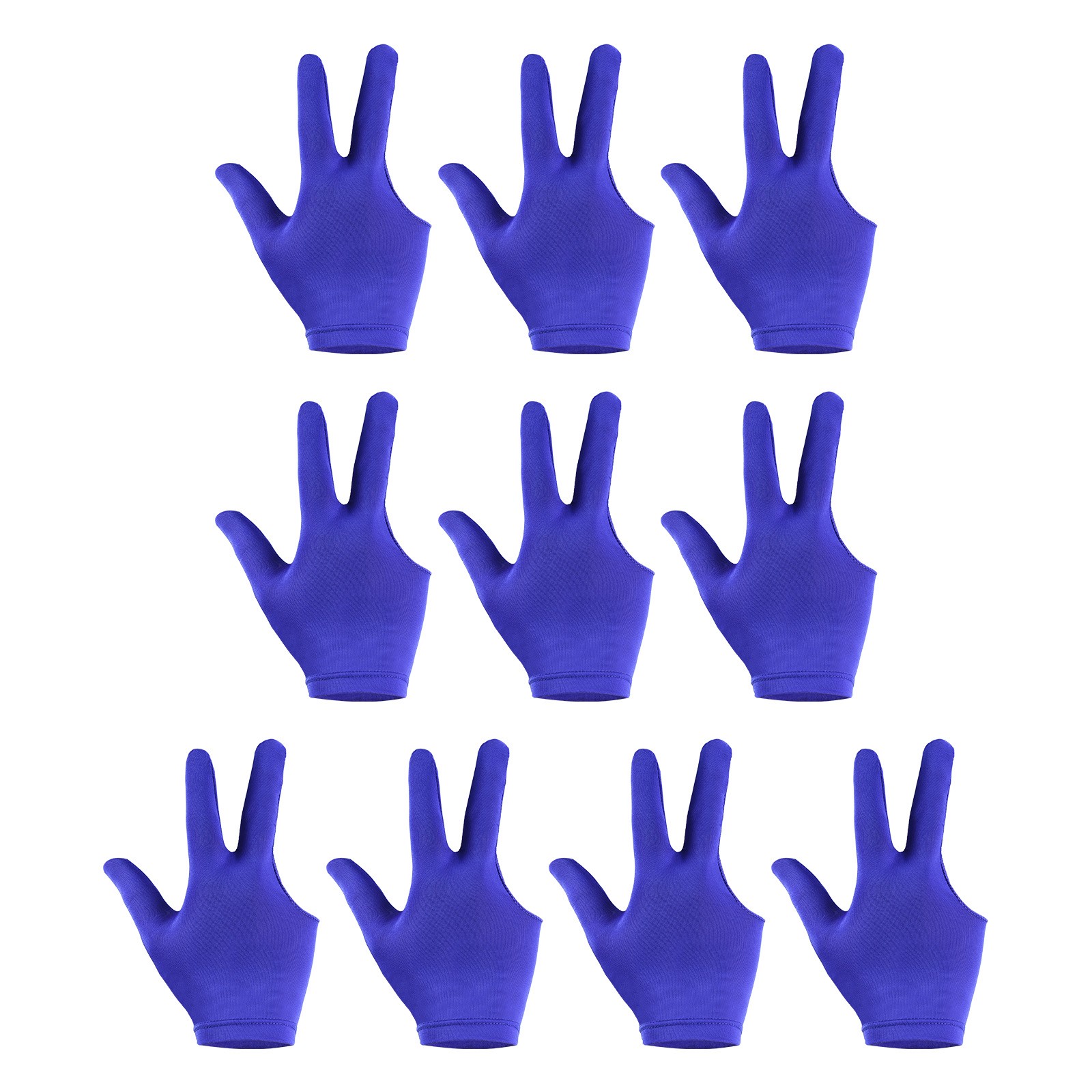 10Pcs 3 Fingers Pool Gloves Billiard Gloves Left & Right Hand Show Gloves, Blue