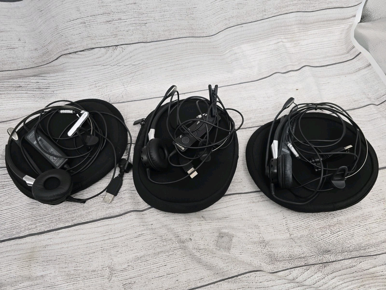 JABRA BIZ 2400 II Duo Wired On-The-Ear Headset With Microphone Black Lot of 3