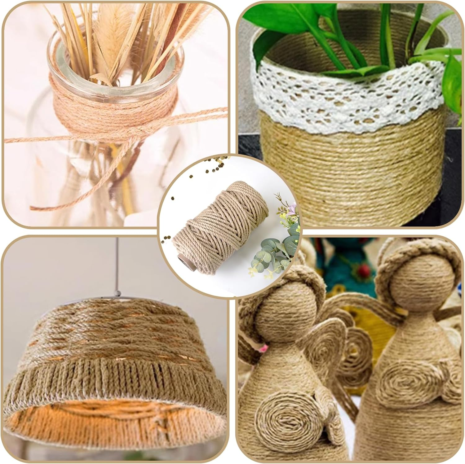 164 Feet 5Mm Jute Twine, Heavy Duty Jute Rope, Natural Jute