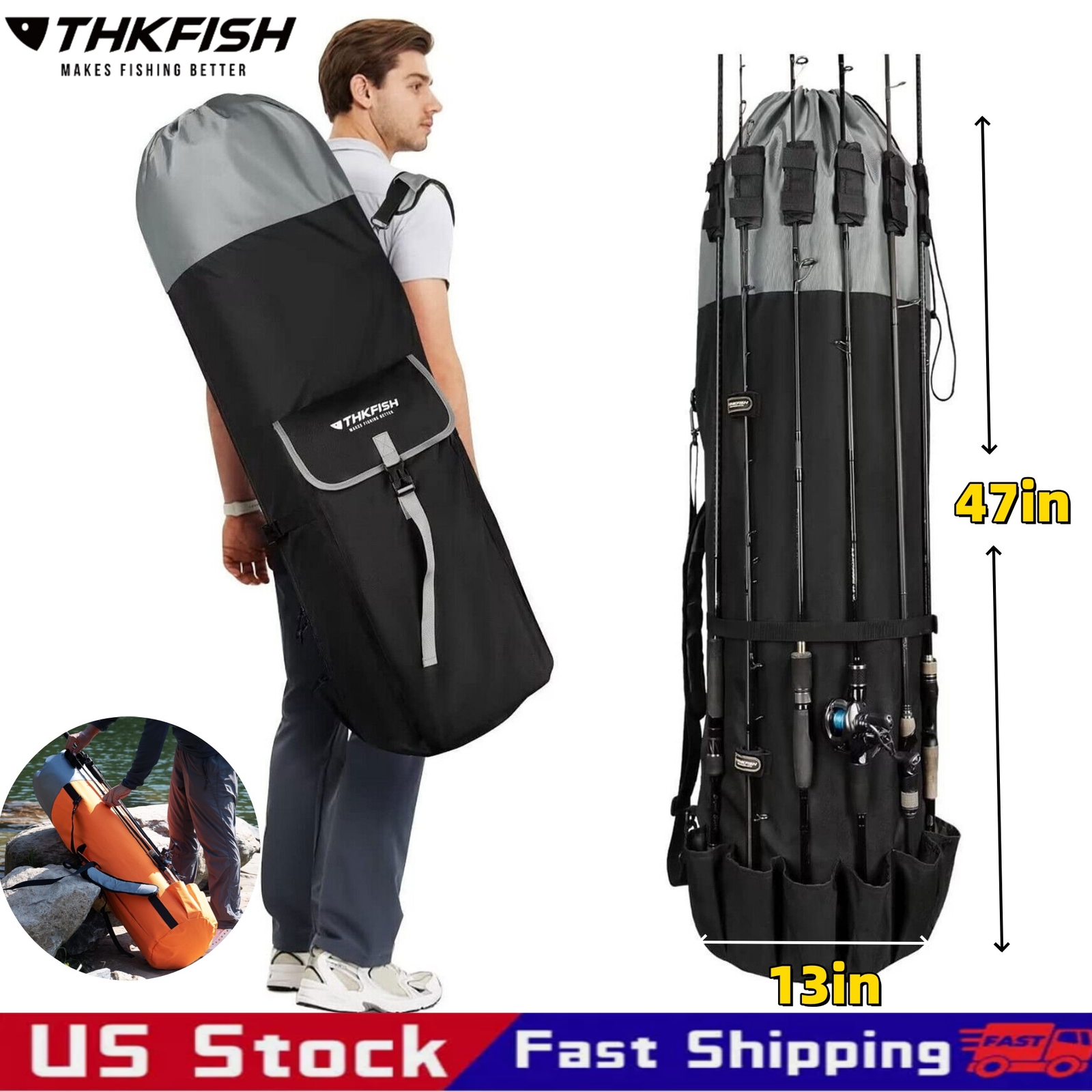 6 Rods Portable Fishing Bags Fishing Tackle Case Fishing Rod Bags Case 900D US