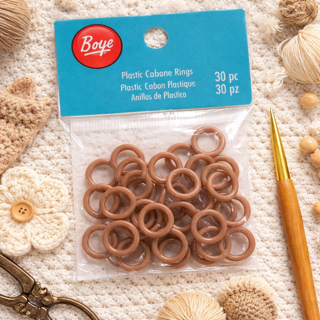 BOYE Plastic Cabone Rings 30pc 0.5” Crochet Button Rings Brown Jewelry Craft