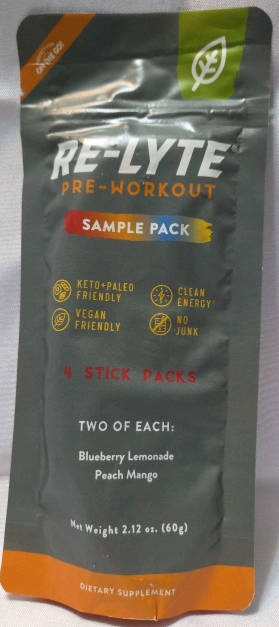 Re-Lyte Pre-Workout Drink Mix 4 Stick Sampler Pack - Clean Energy
