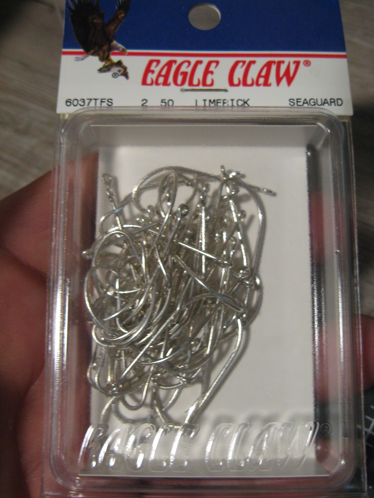 50 Eagle Claw Fishing Hooks Size 2 Seaguard Limerick Big Eye Fish Hooks 6037FS