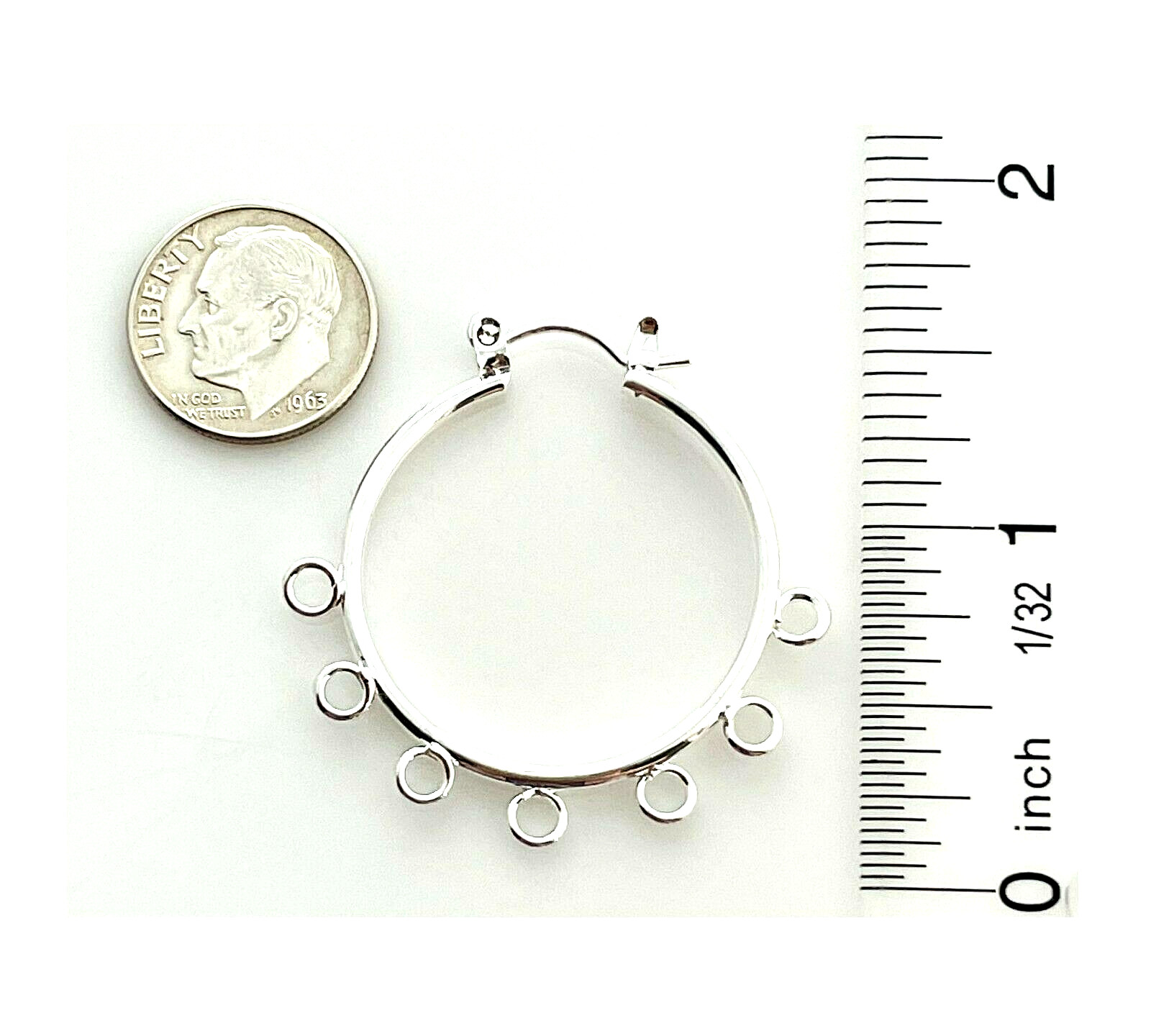 37mm Beadable Beading Hoops Loops Bright Silver Steel Hoop Earrings