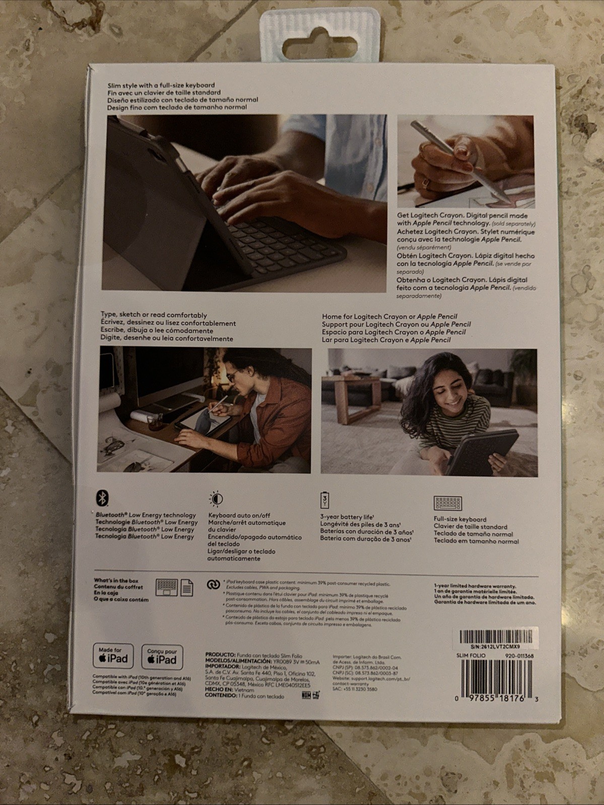 Logitech Slim Folio Keyboard Case for iPad 10th Gen & A16 (920-011368) NEW