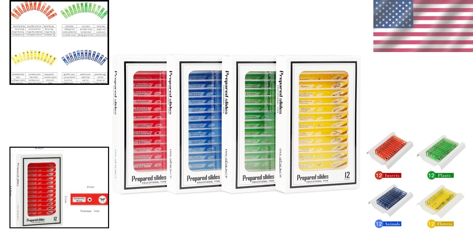 48 Educational Microscope Slides - Perfect for Young Scientists' Exploration