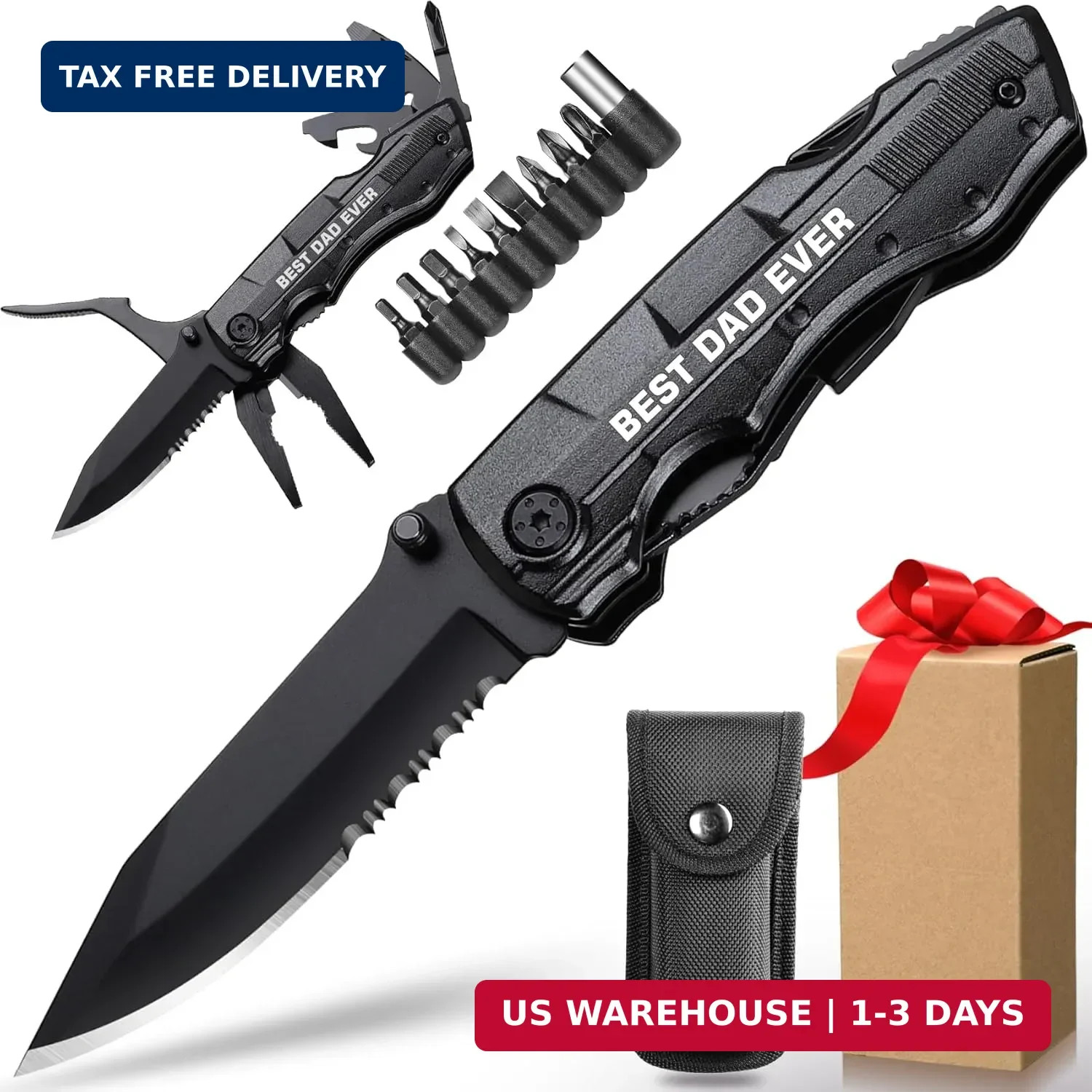 Dad Gifts from Daughter Son, BEST DAD EVER Multitool Knife, Dad Gifts for Christ