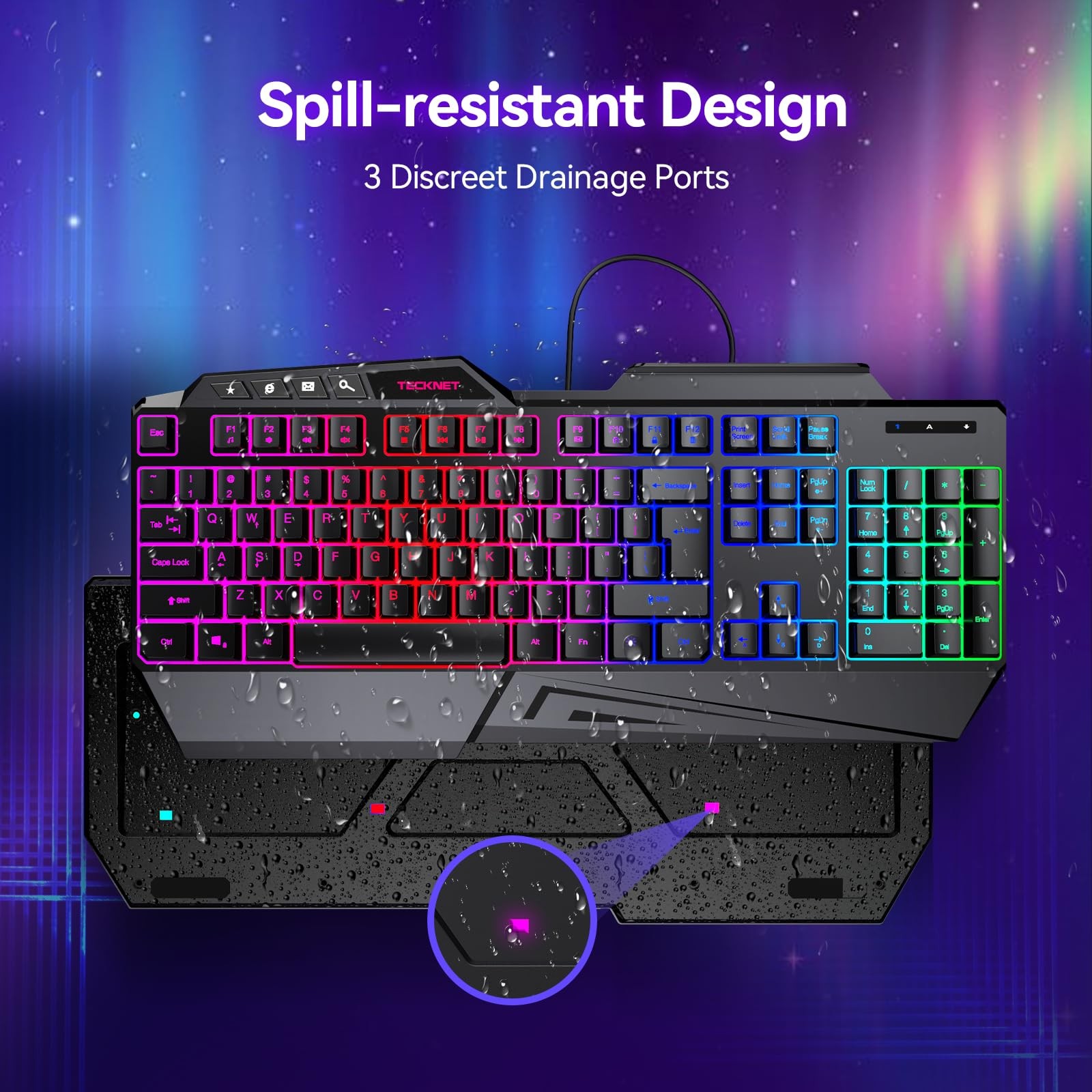 Tecknet Wired Rgb Gaming Keyboard - 26-Key Anti-Ghosting 13 Lighting Modes