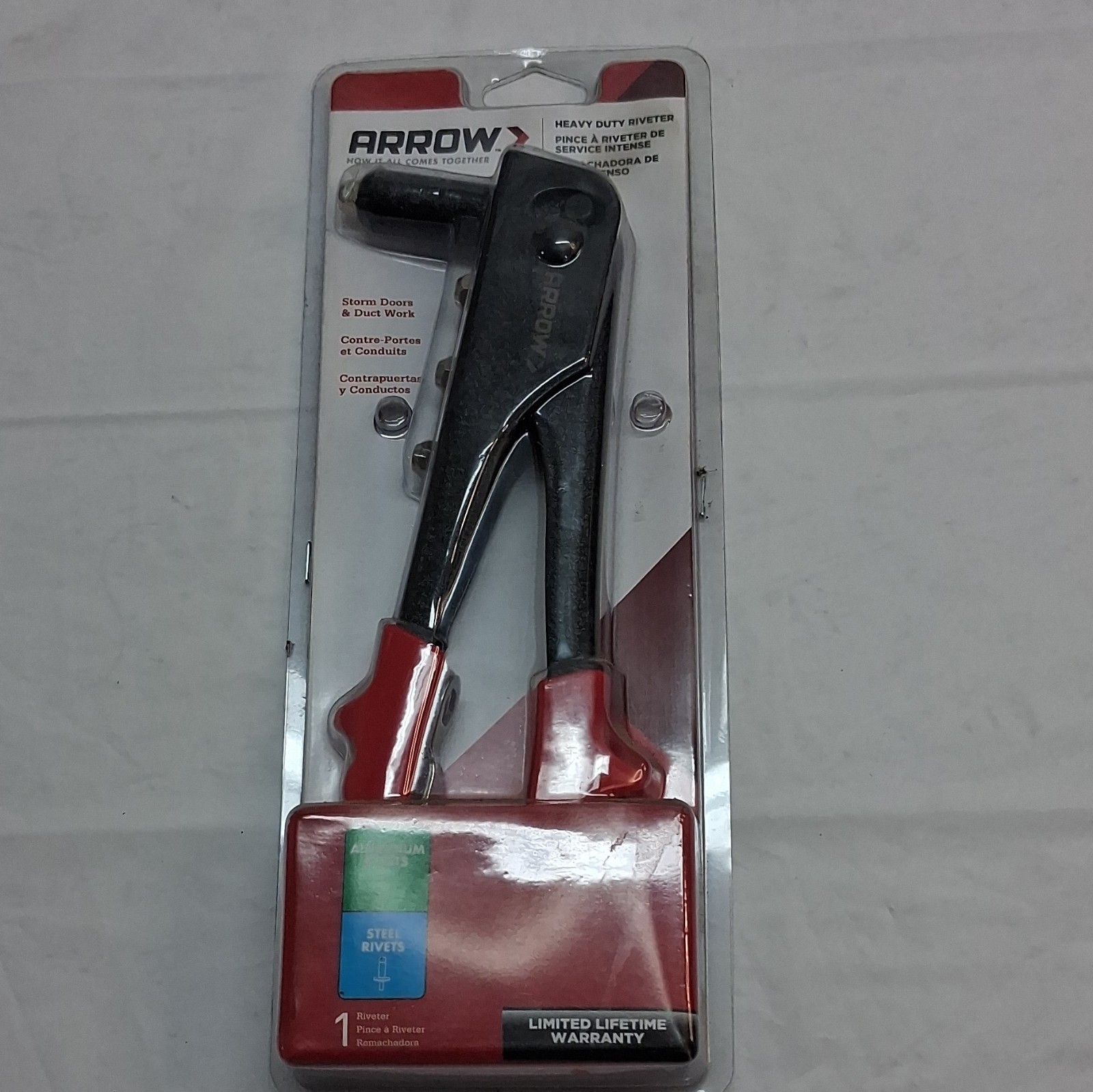 Arrow RH200 Heavy Duty Metal Hand Riveter, Red/Black, 3/32"-3/16" Sizes