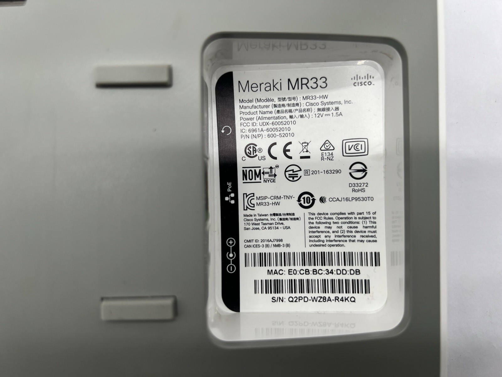 Cisco Meraki MR33 Wireless Access Point - White