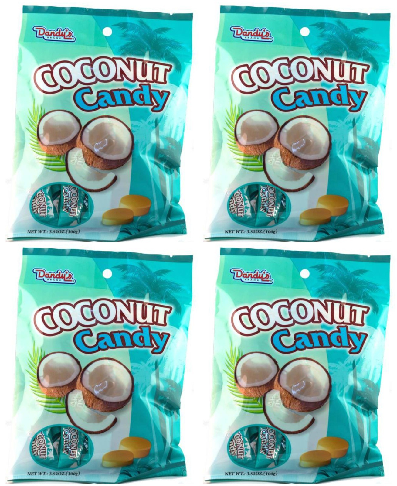 4 BAGS Dandy's Dandys Coconut Hard Candy 3.52 Oz ~21 pcs