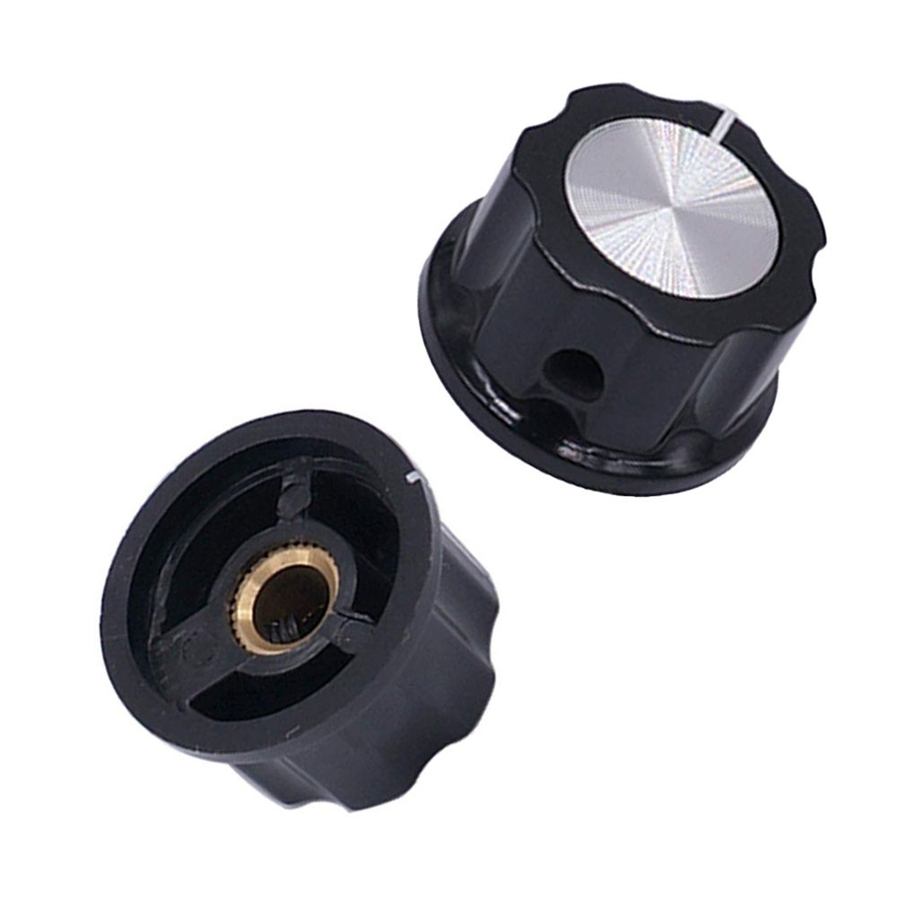 Size 10pcs 6mm Silver Tone Top Knobs for Electronics Black A03