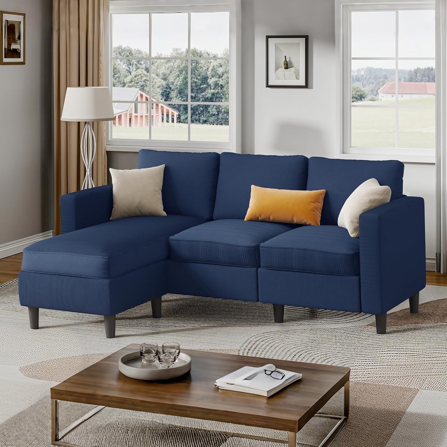 Small Sectal Sofa Couches, L Shape Convertible Sofa with