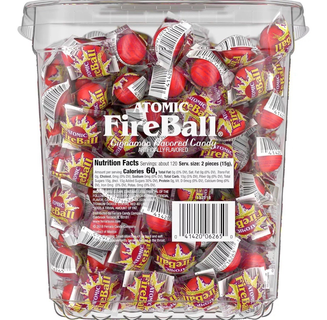 Atomic Fireballs Cinnamon Flavored Candy, 240 Individually Wrapped Pieces, 4.05