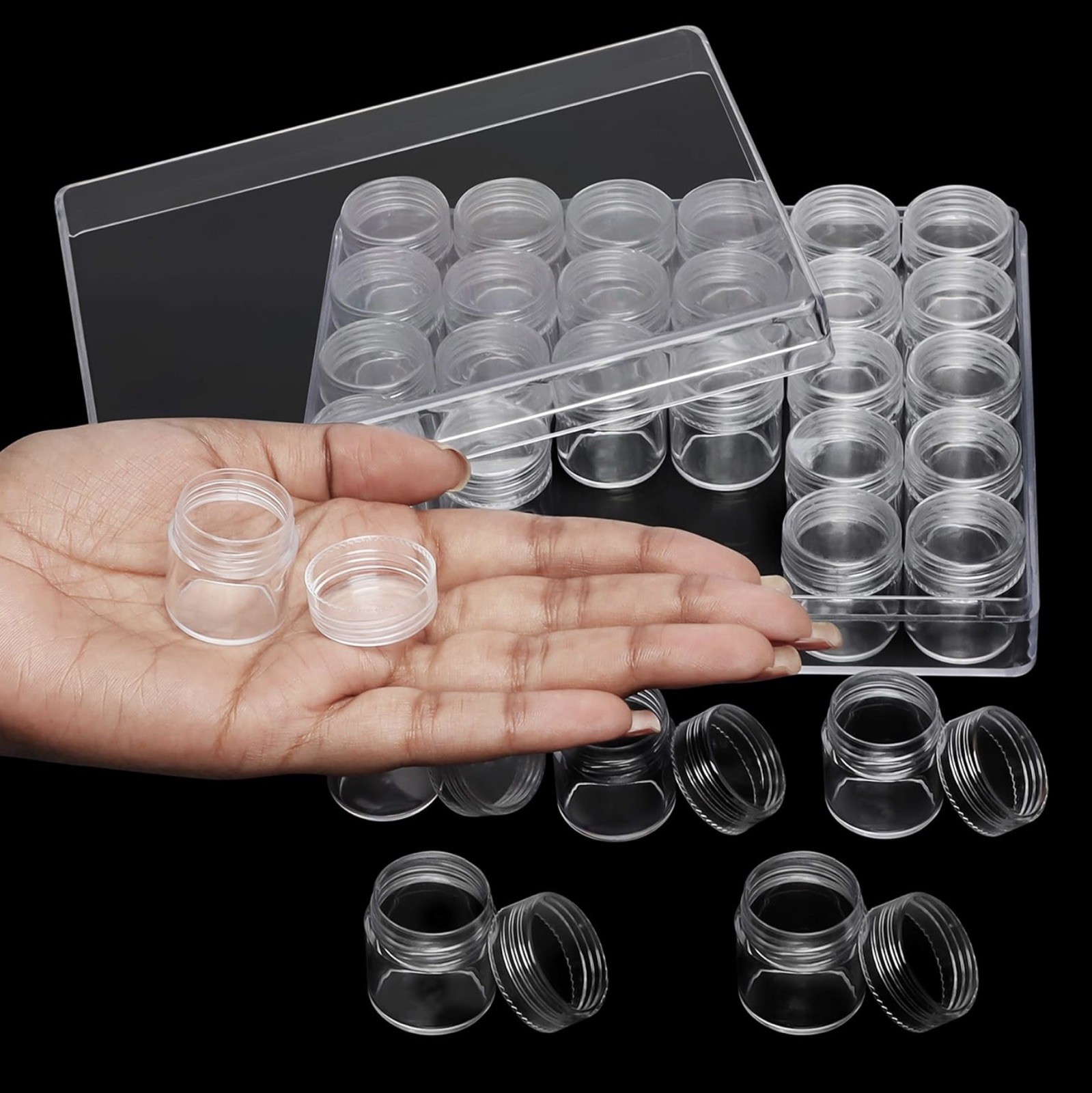 3 Box Set 90pcs Diamond Art Plastic Containers Beads Storage Organizer Jars