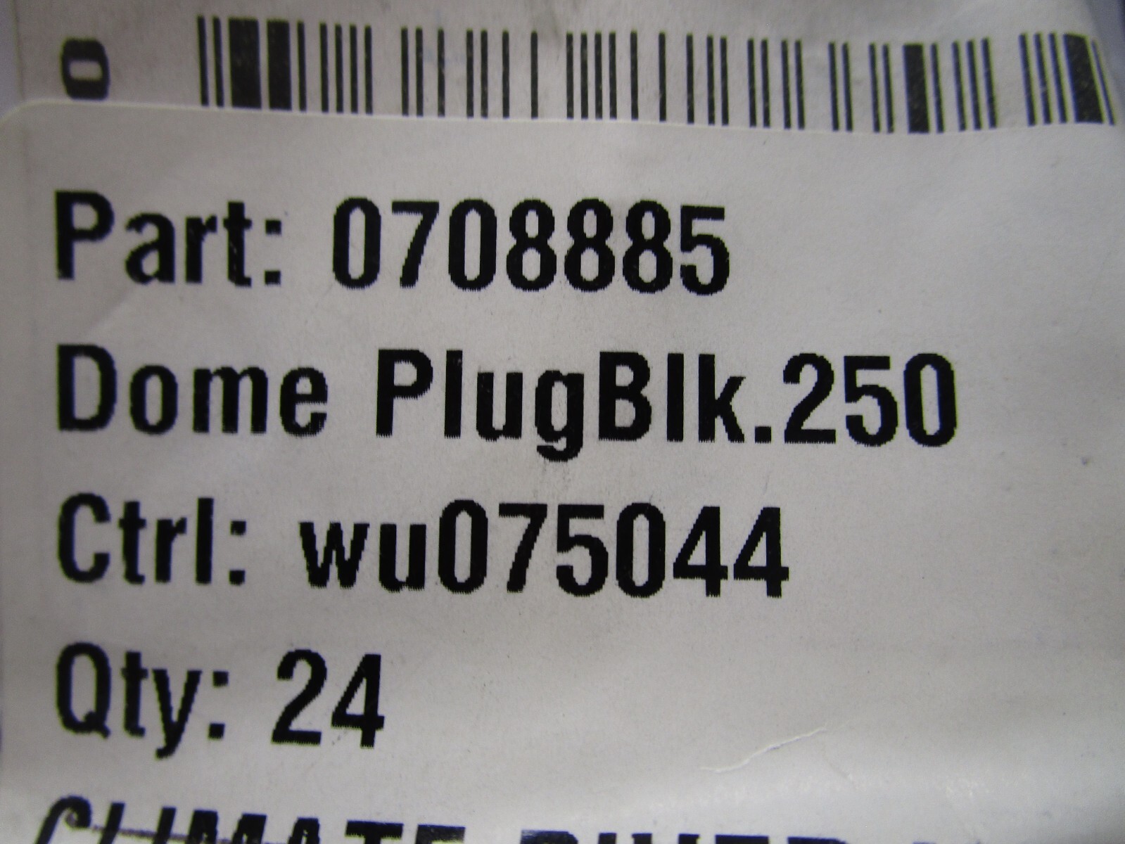.250 Black Dome Plug QTY 24