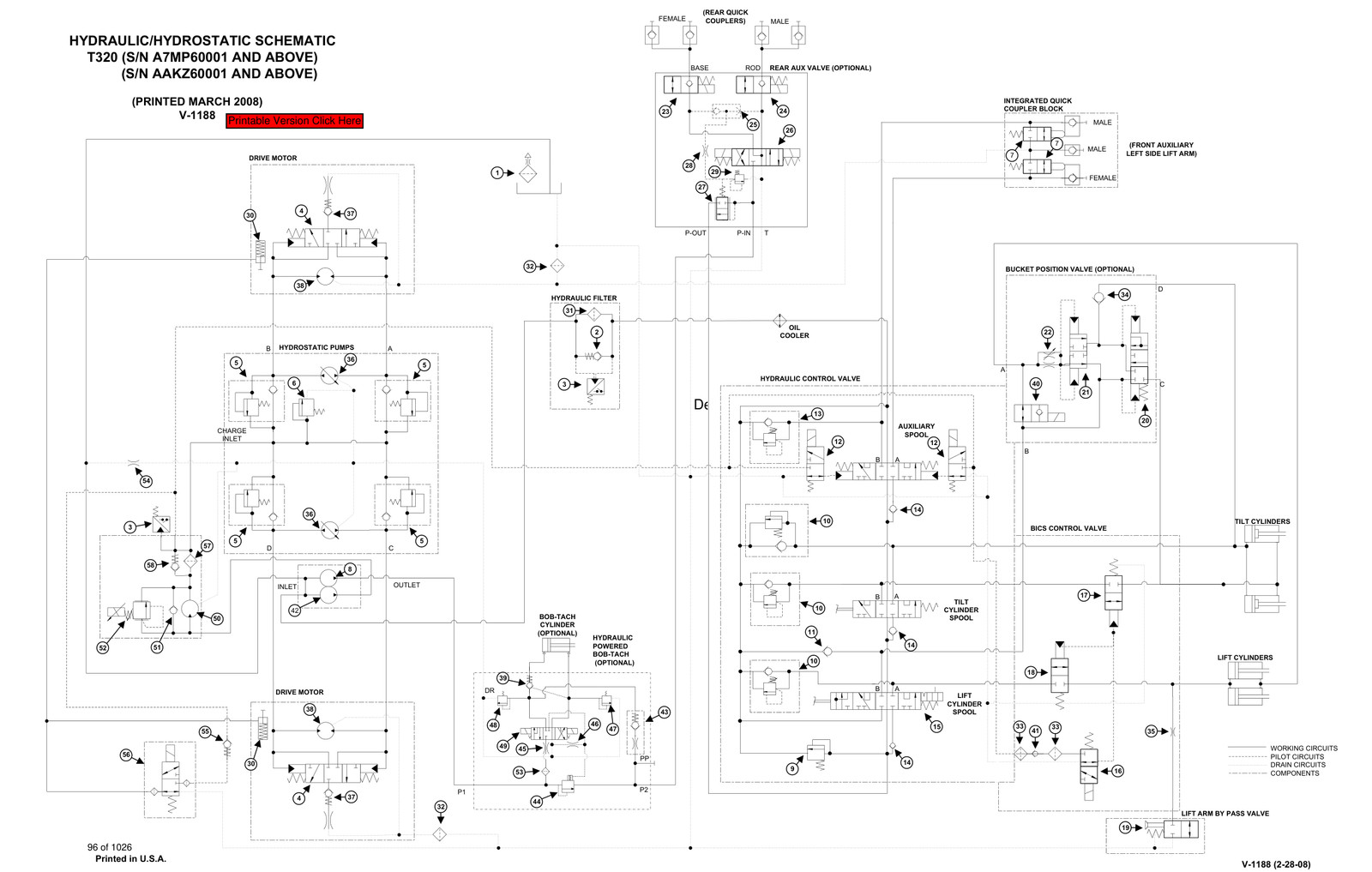 Bobcat T320 Compact Track Loader Service Repair Shop Operator Manual PDF USB