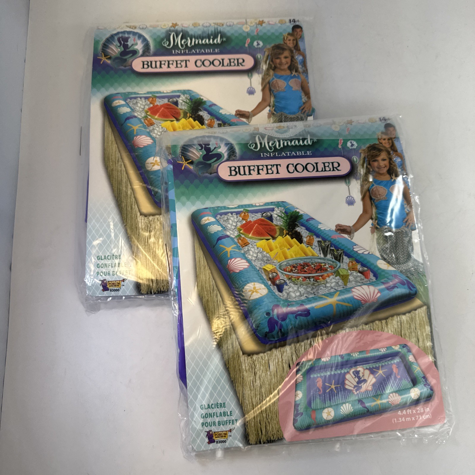 2 Mermaid Inflatable Buffet Coolers Party Ice Serving Tray Pool Birthday NIP
