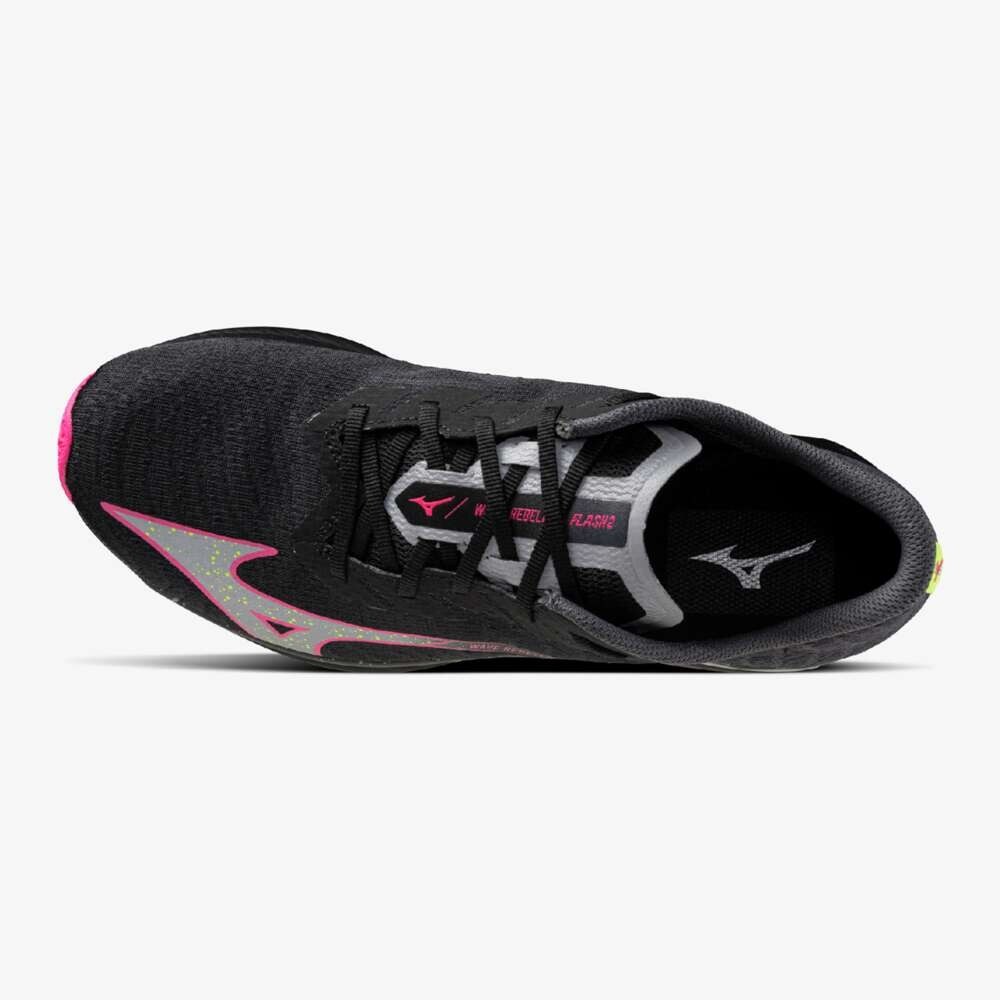 Mizuno Wave Rebellion Flash 2 Black Pink Yellow width 2E J1GC243652 Men's Size