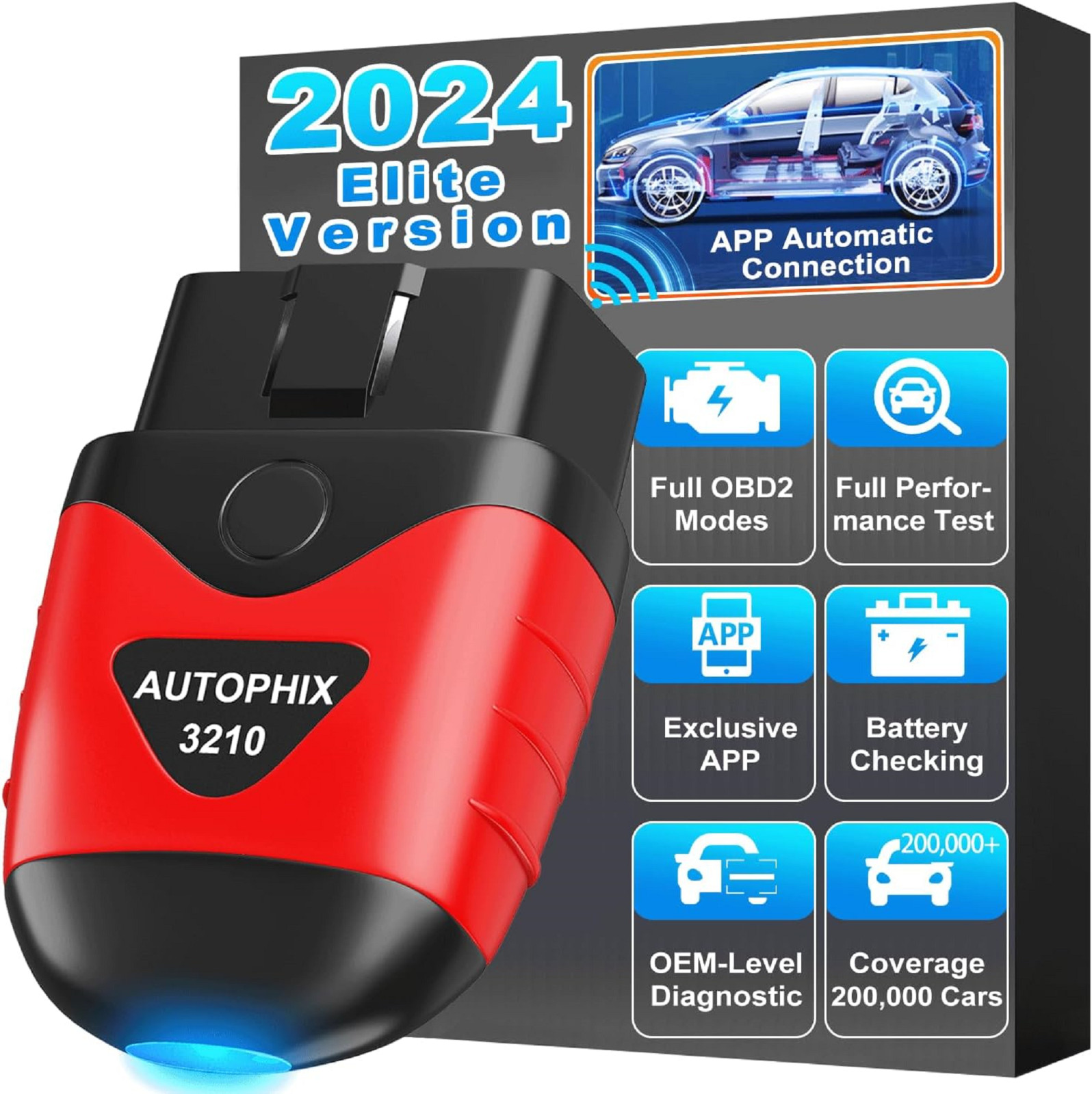 Escáner Bluetooth OBD2 3210 mejorado Lectores de códigos de coche inalámbricos