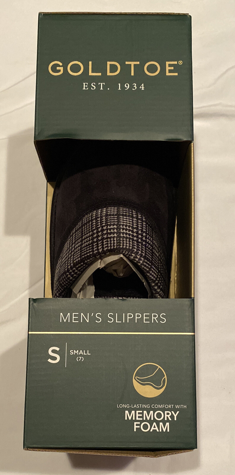 GOLD TOE Men's Black Memory Foam Slippers Size Small (7) New