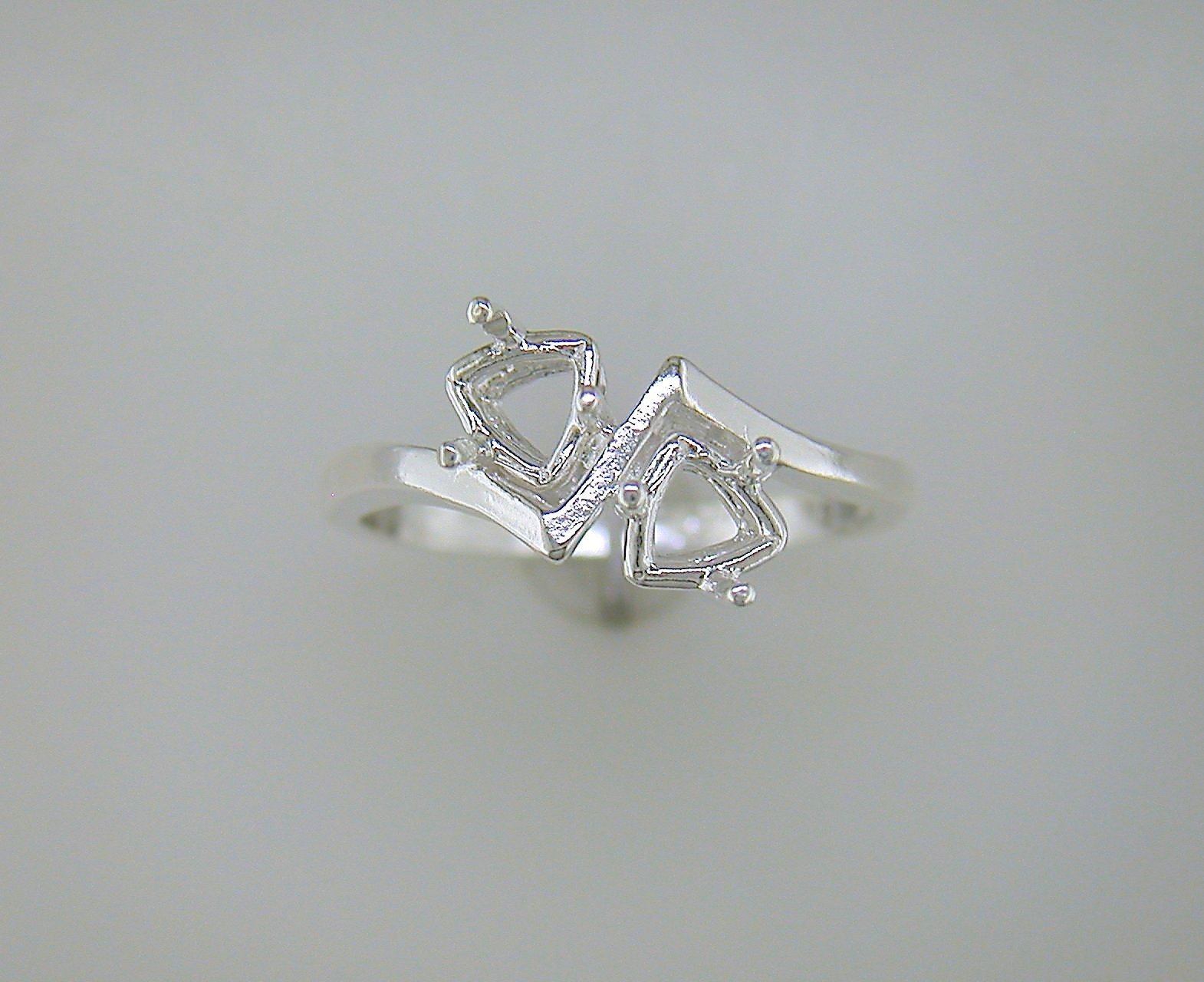 6 mm Double Trillion Ring Setting Sterling Silver