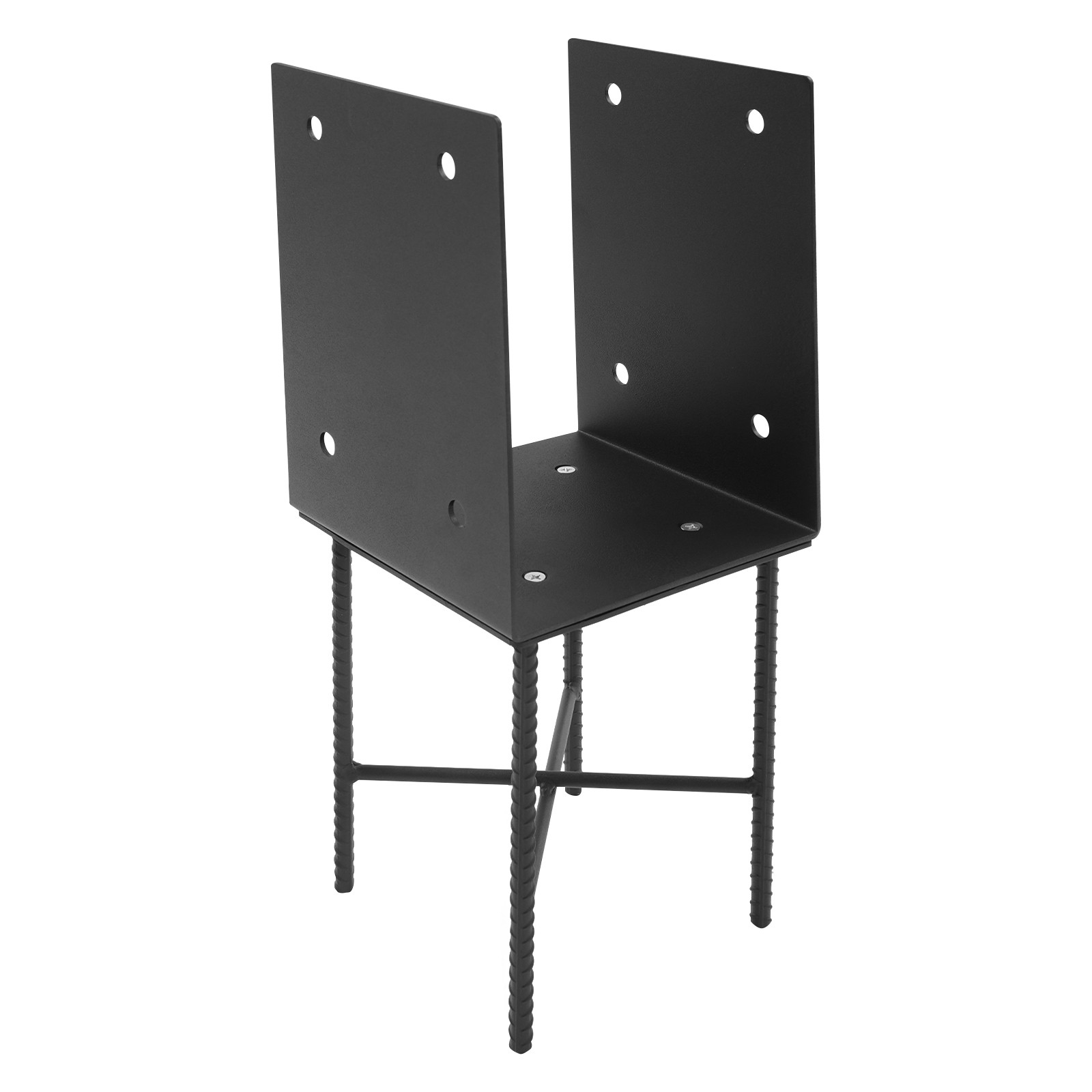 U-Shape Post Base Holder 7*7in Wet Concrete Fence Post Holder 2 Pack Black