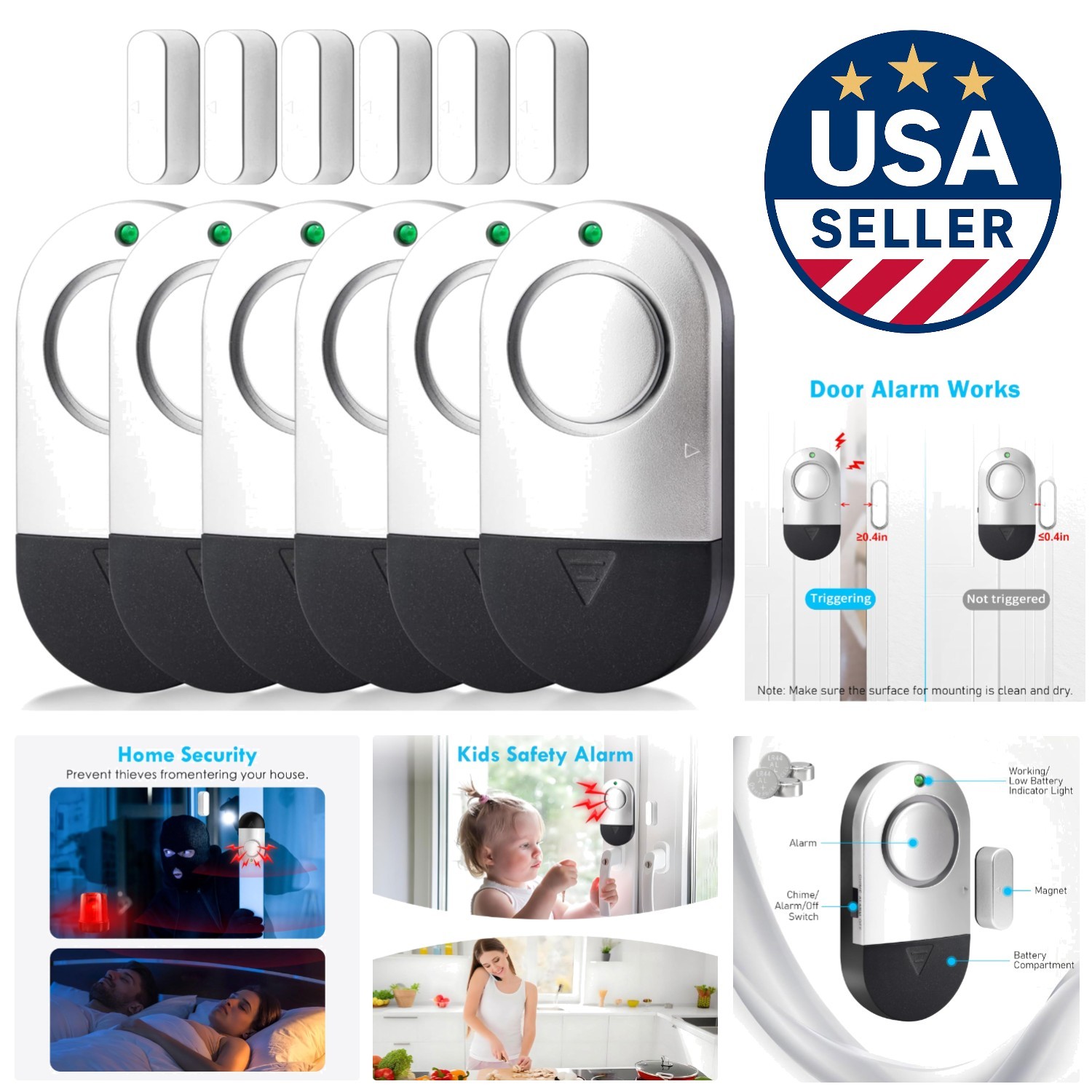 Ultra-Slim 120 Decibel Window & Door Alarms for Effortless Home Security