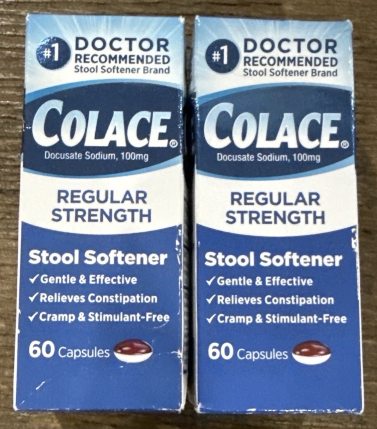 Colace Regular Strength 100mg Stool Softener, 120 Capsules, Exp 10/2026+