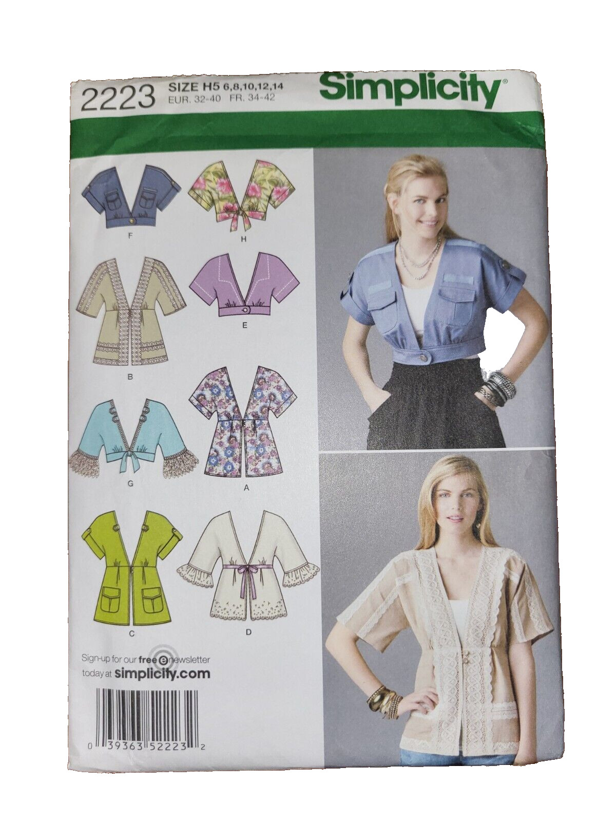 Simplicity Misses Jacket in 2 Lengths Uncut Sewing Pattern 2223 Size 6-14