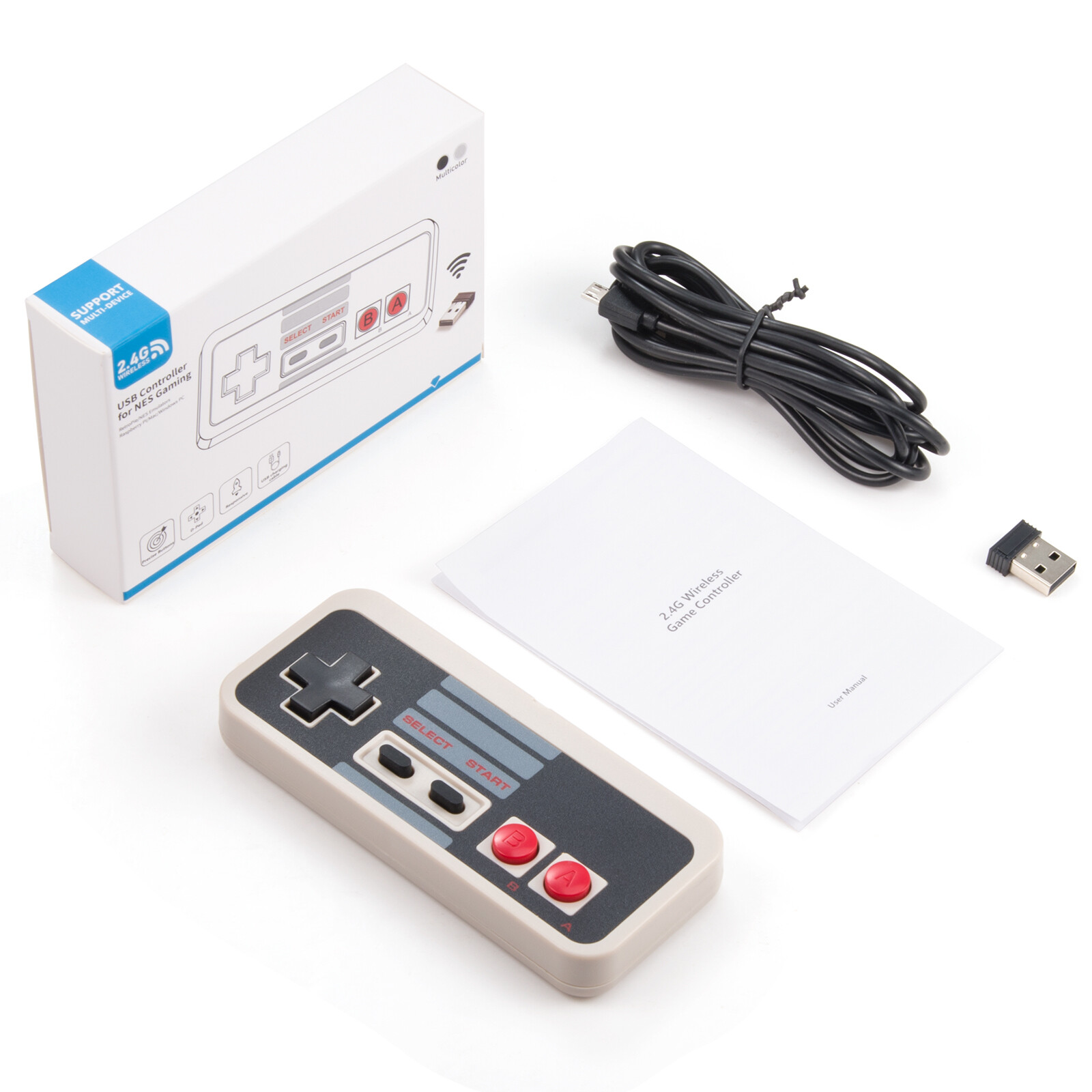 2Pack 2.4 GHz Wireless / Wired USB NES Controller Joystick for Windows PC Mac