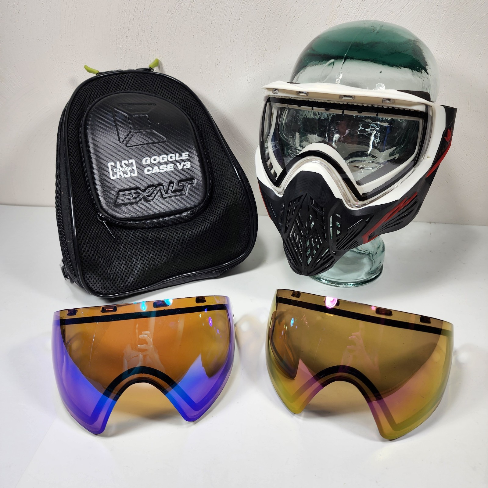 Bunkerkings CMD Paintball Mask Exalt Carbon Fiber Case Bag w/2 Extra Lens