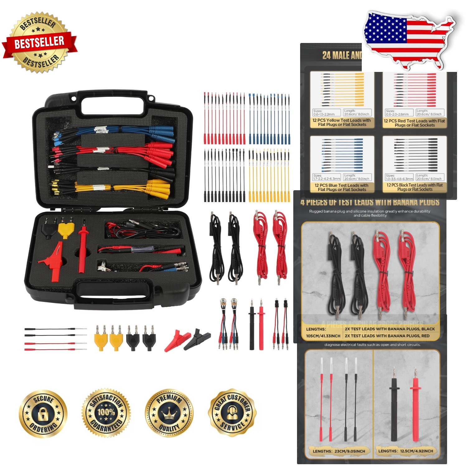 68PC Multimeter  Leads Kit, Silicone,  Certified, Automotive, Industrial Use